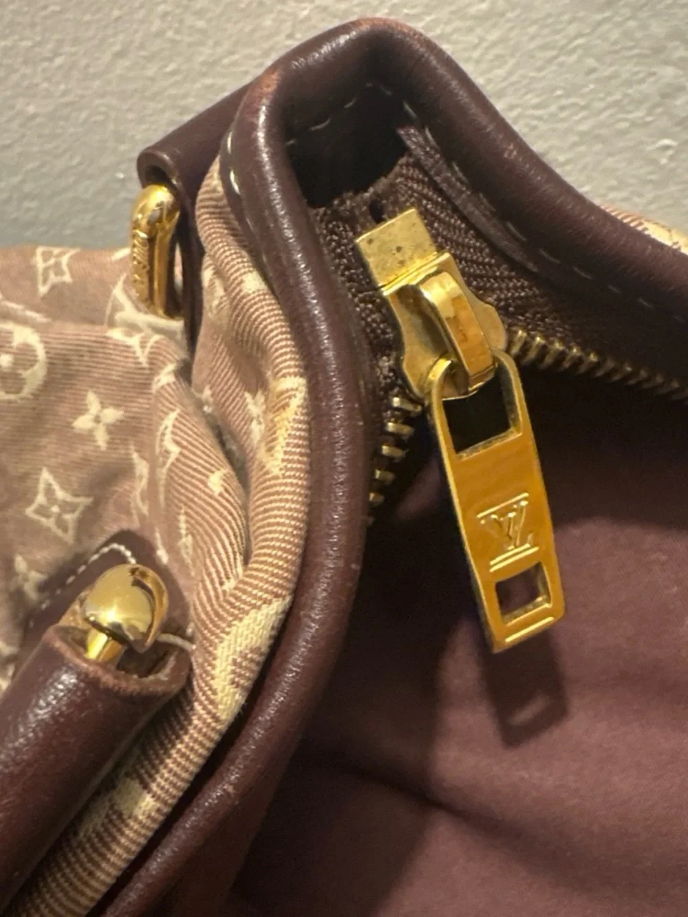 Louis Vuitton Brown Monogram Shoulder Bag with Gold Hardware